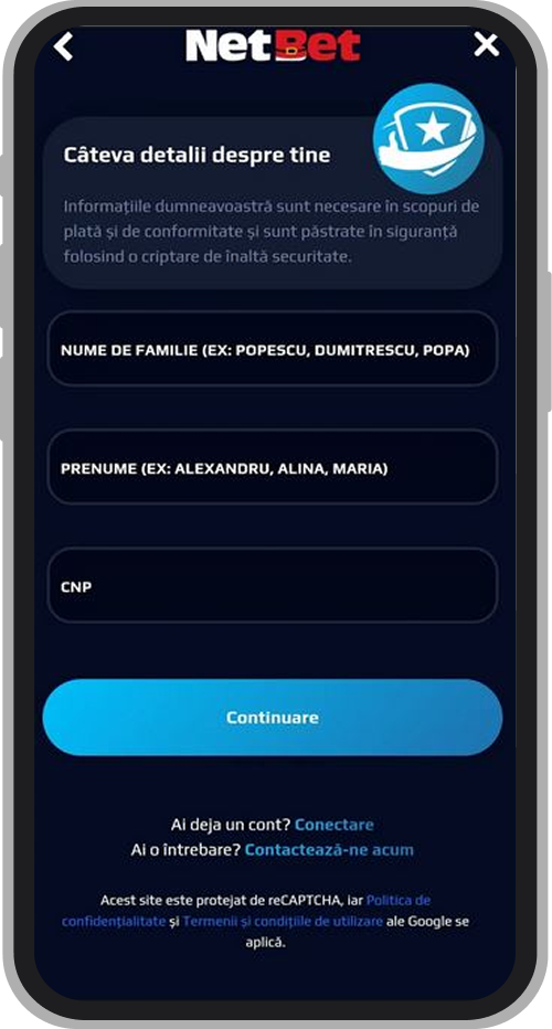 Formular de înregistrare Netbet Casino (a treia parte)