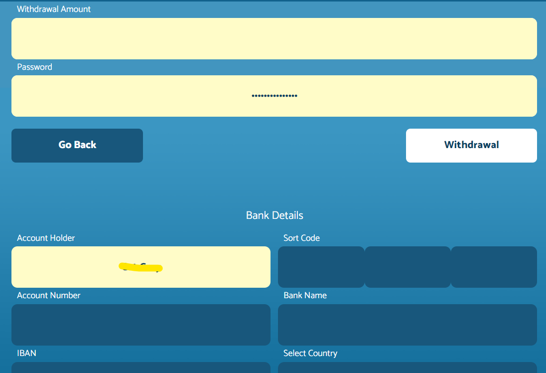 Enter withdrawal details