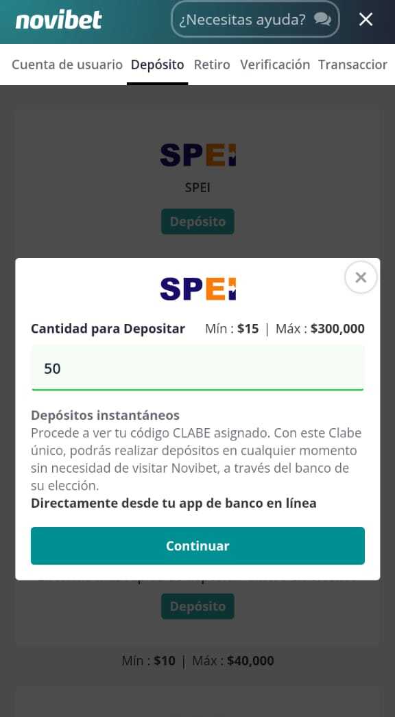 Ingresar la cantidad de fondos por SPEI