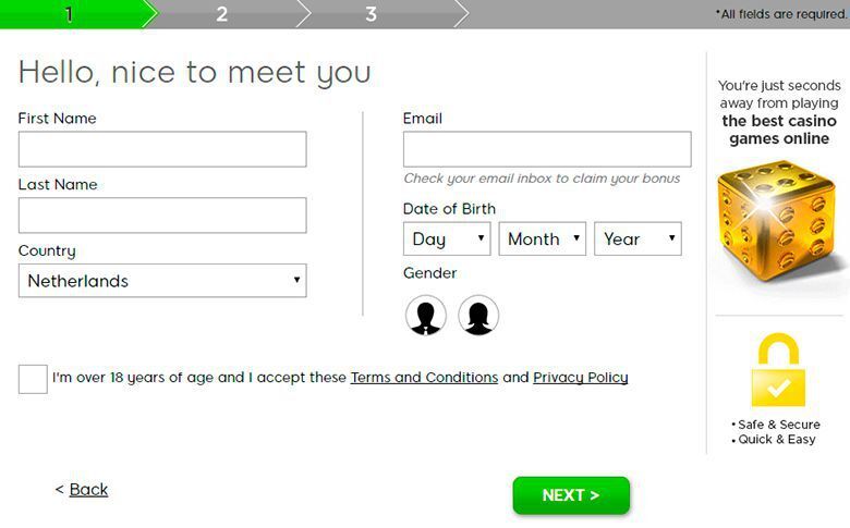 Enter your name, birth date, and email address