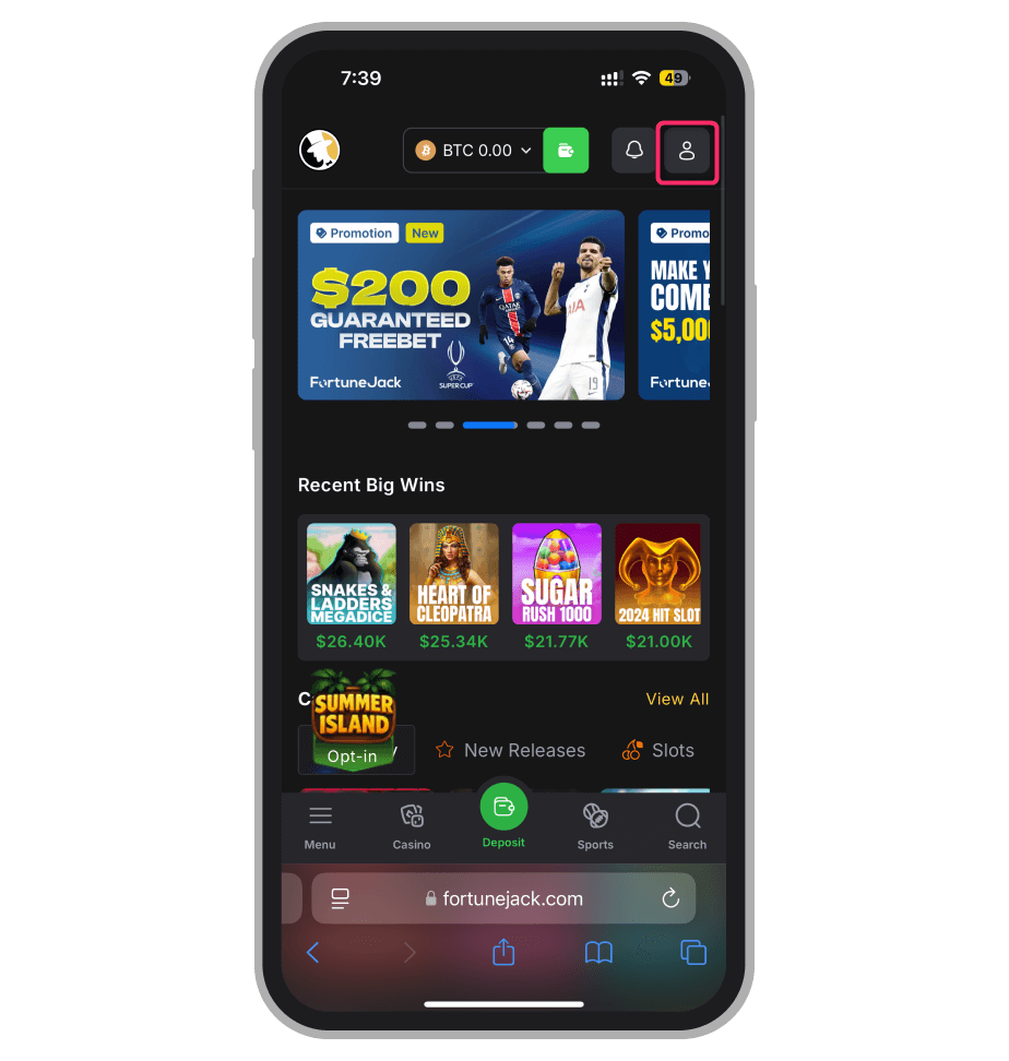 Кнопка для доступа в ЛК