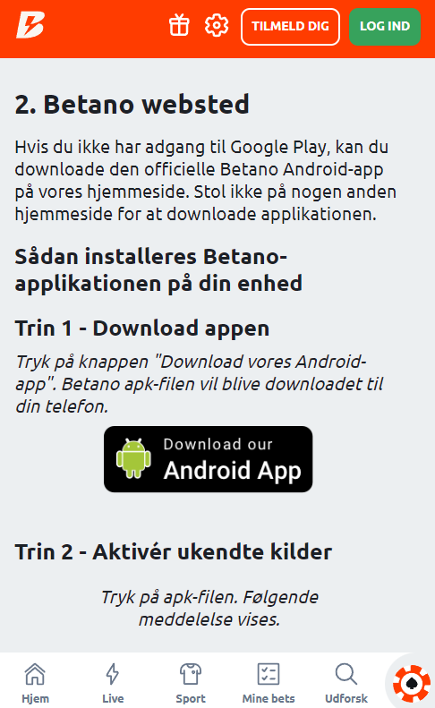 APK-installationsside