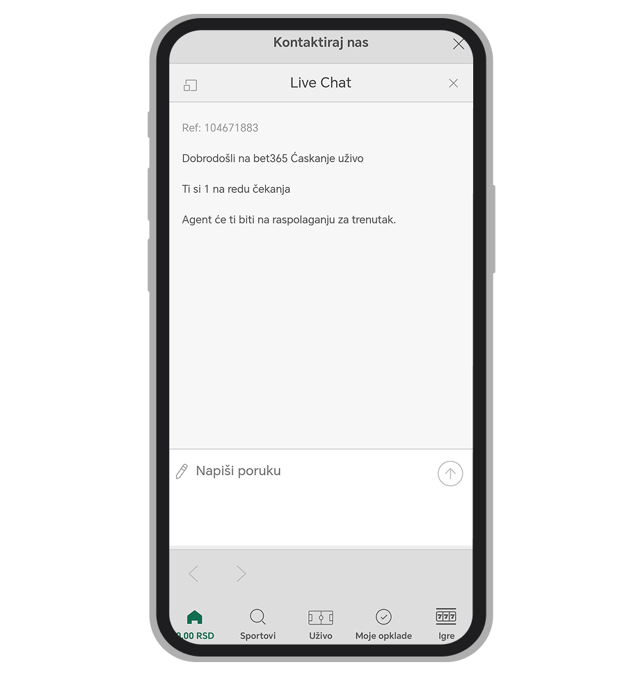 Bet365 inicijalizacija četa uživo