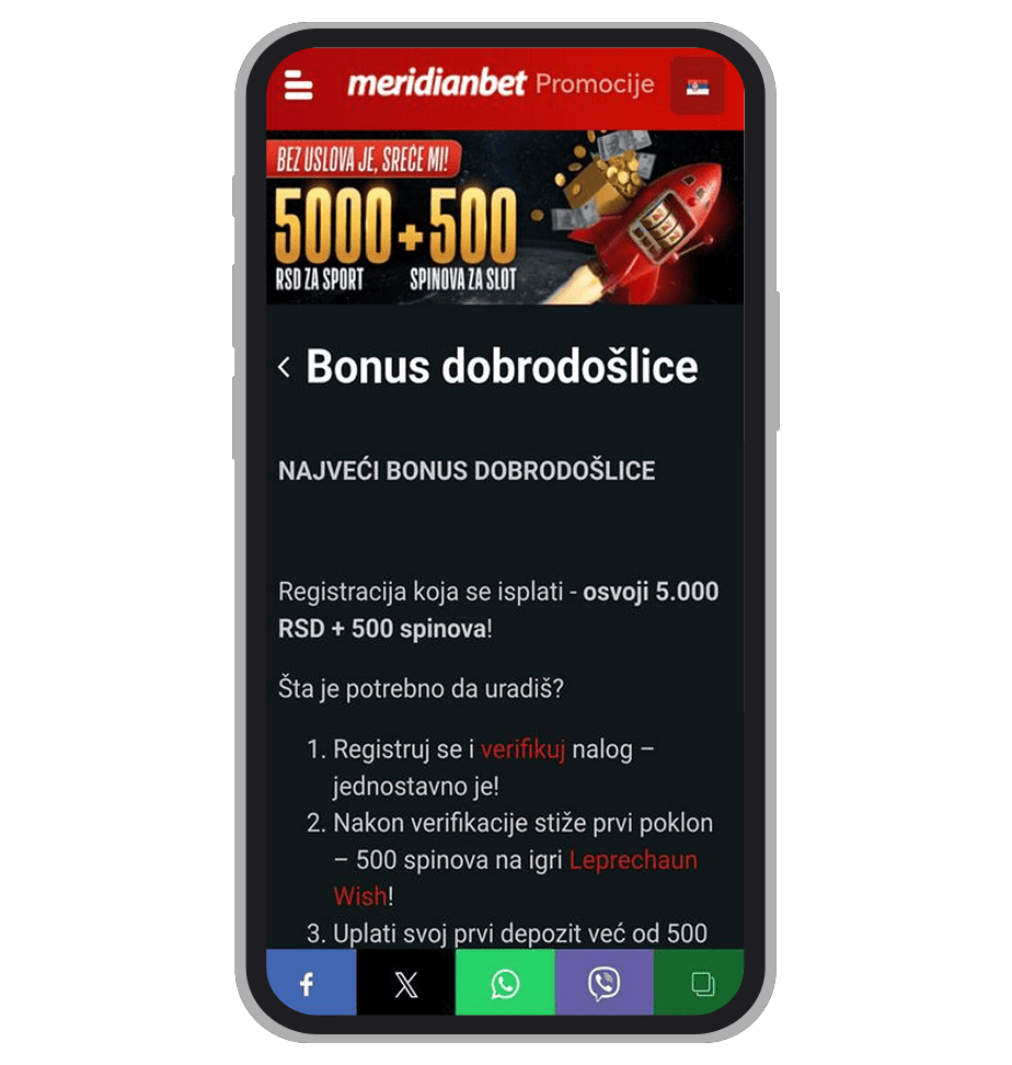 Meridian ponuda dobrodošlice