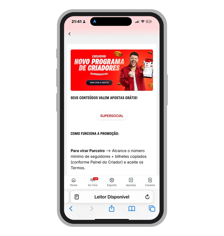 Transforme seus conteúdos em apostas grátis com Superbet