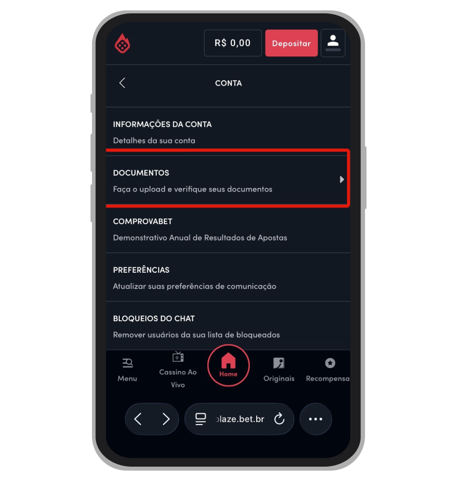 Aba "Documentos"