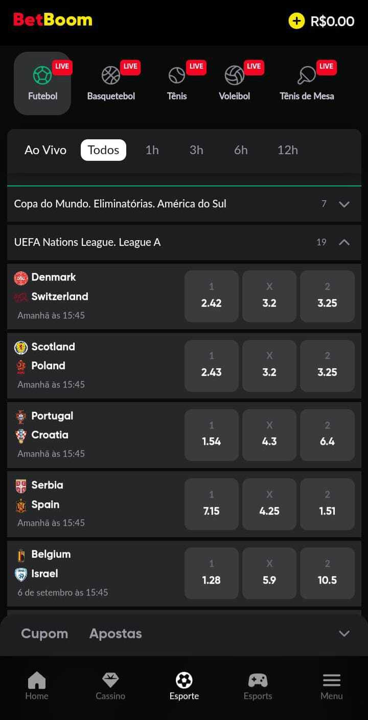 Transmissão ao vivo no Betboom mobile