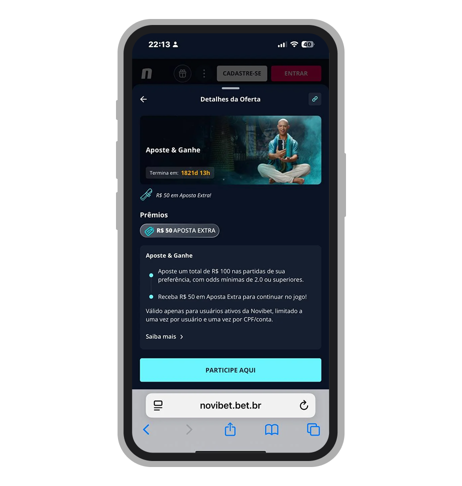 A promoção Aposte & Ganhe (R$50 Aposta Extra)