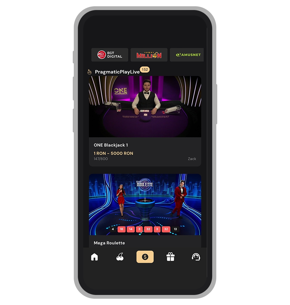 Cazinou live la Bilion Casino