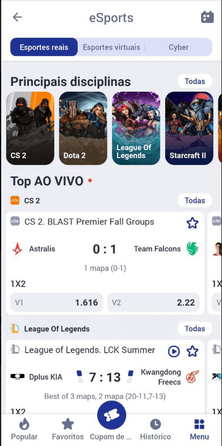 Aposta em eSports no mobile