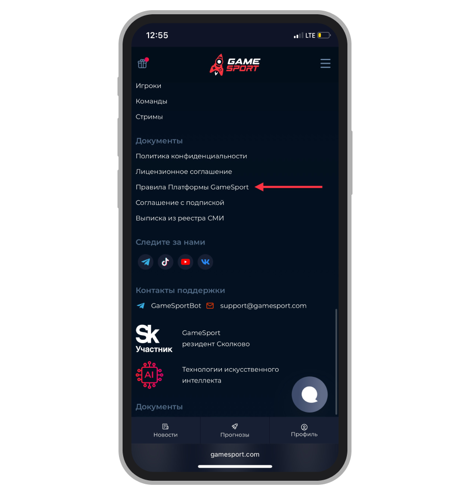 Раздел с правилами платформы