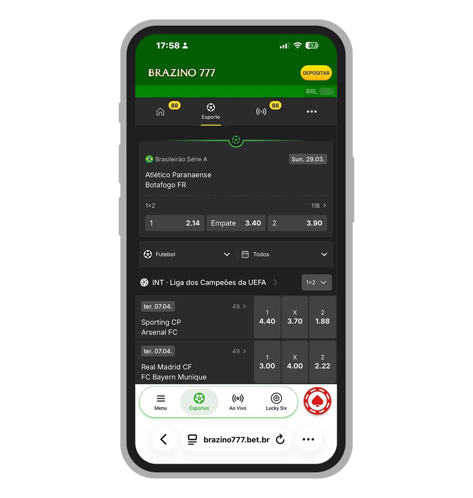 Apostas esportivas na Brazino777