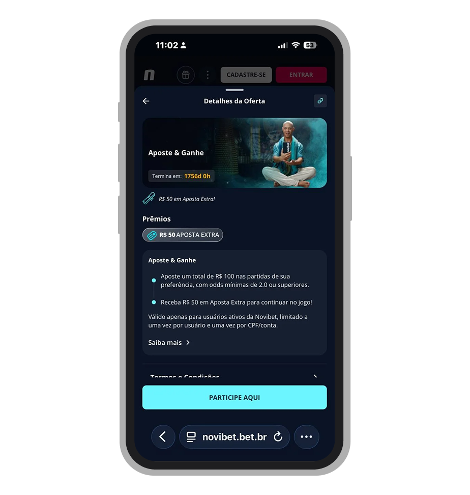 Novos clientes da Novibet são elegíveis para recceber aposta extra de R$ 50