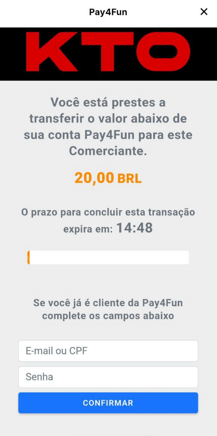 Se você escolher a Pay4Fun precisará de entrar primeiro na sua conta