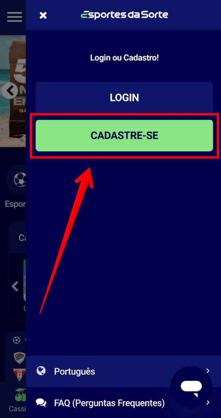 Escolhe “Cadastrar-se”