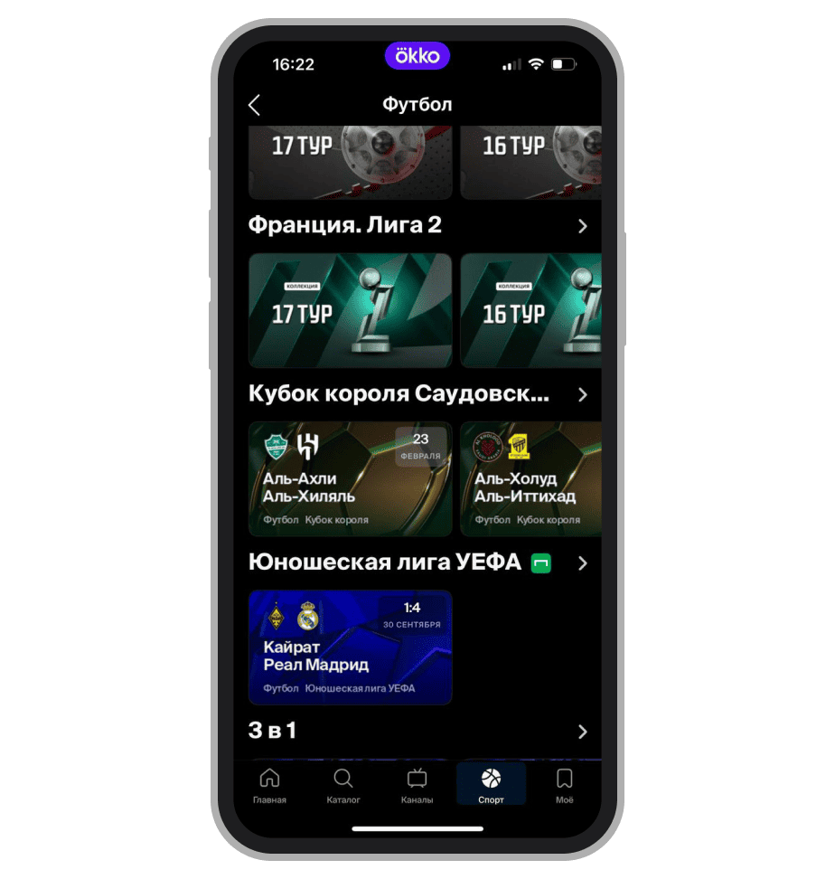 Раздел Окко Спорт