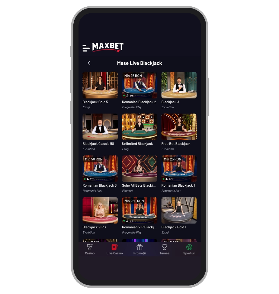 Live Casino Blackjack la Maxbet