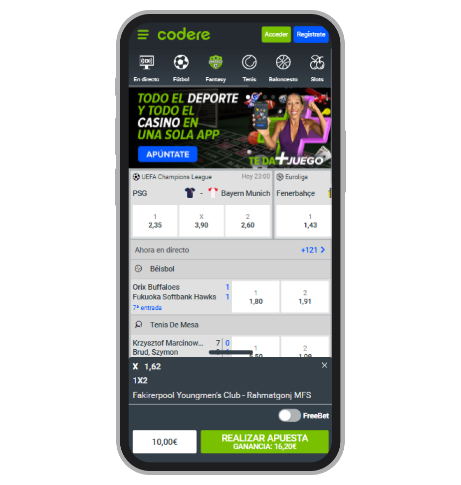 Apuesta deportiva en Codere