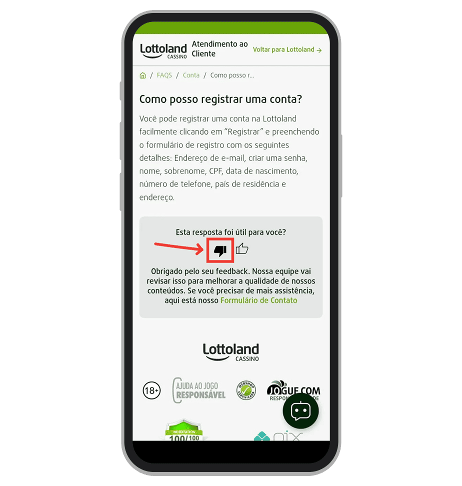 Role até o final do artigo e encontre a pergunta “Esta resposta foi útil para você?”. Responda “Não”