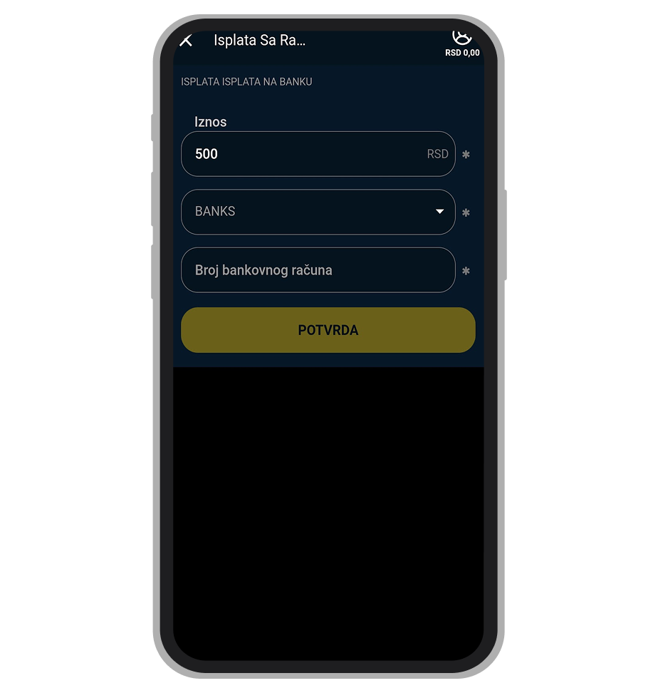 AmbassadorBet podizanje novca putem bankovnog prenosa