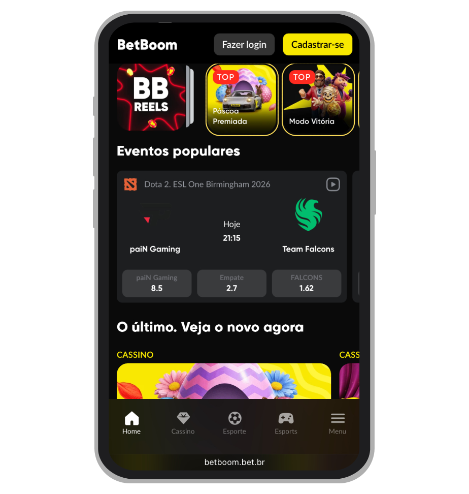 Interface principal da BetBoom