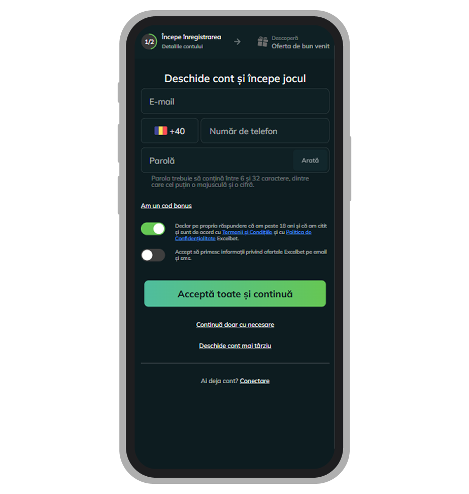 Înregistrare la Excelbet
