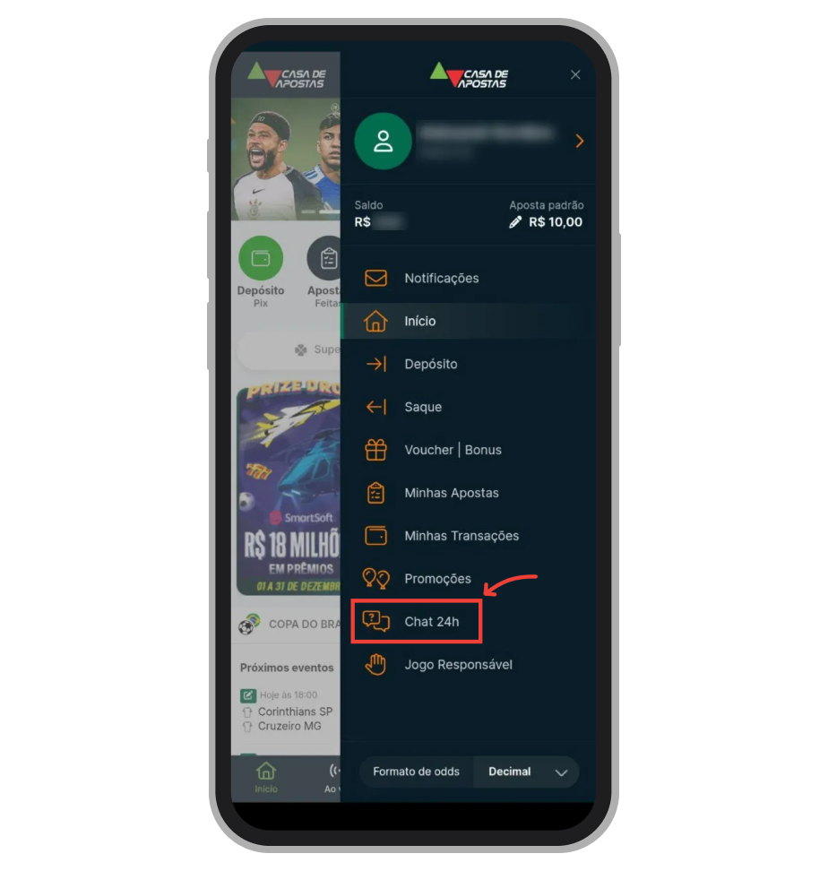 Selecione “Chat 24”