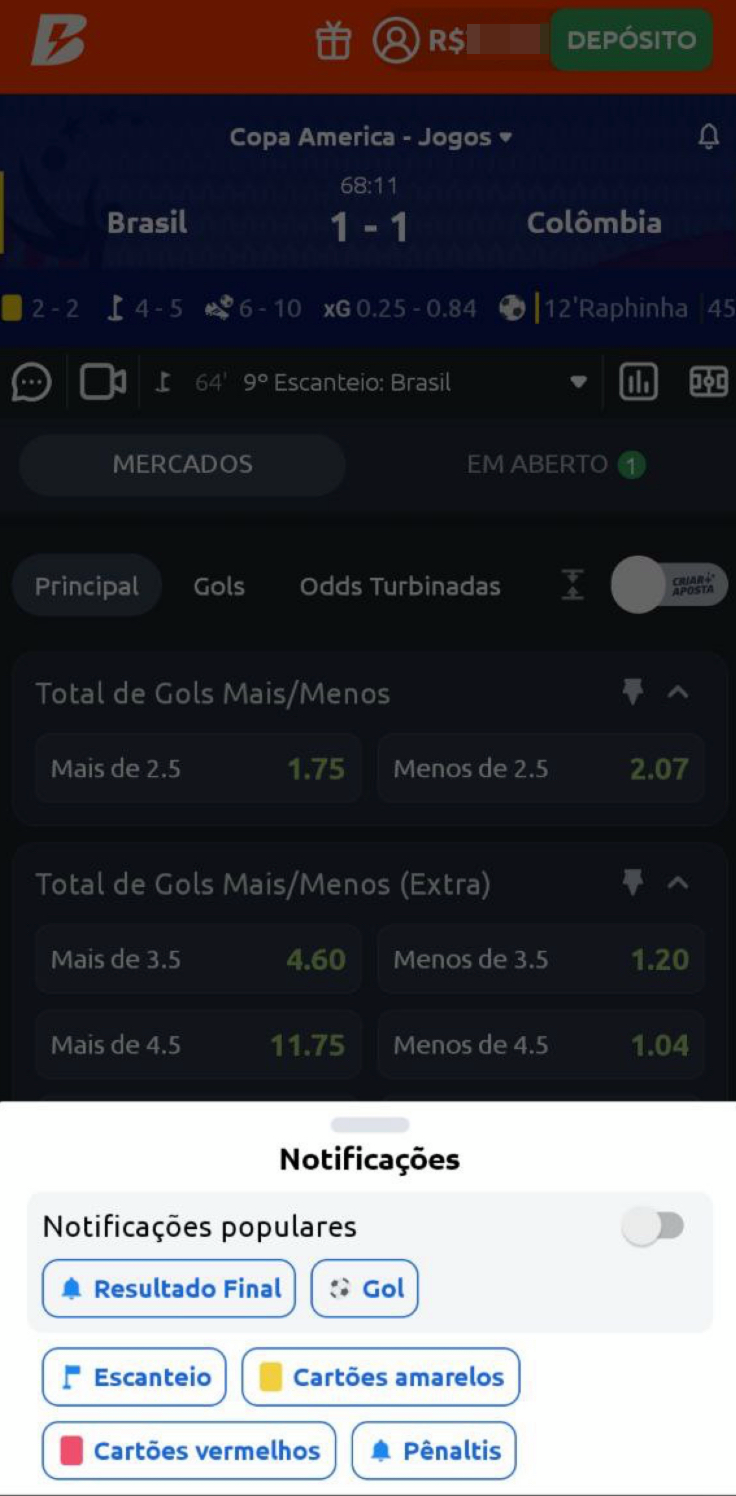 Notificações para futebol