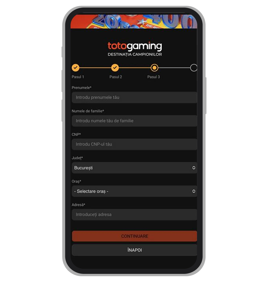 Formular înregistrare (prima parte)