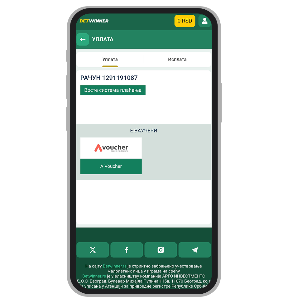BetWinner uplata