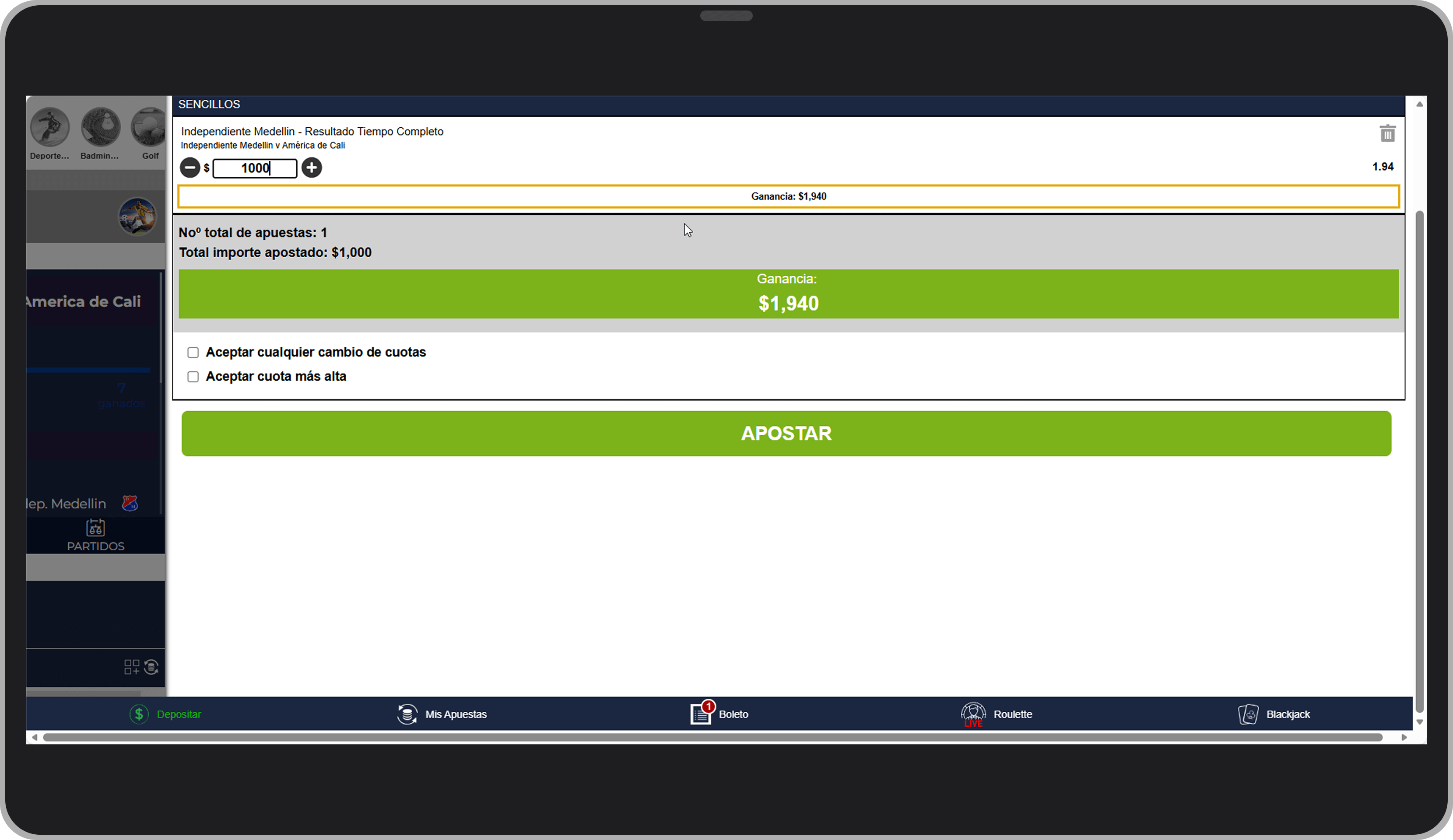 Wplay. El boleto de apuestas