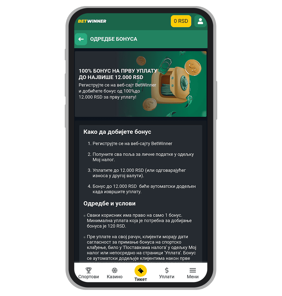 BetWinner bonus na prvu uplatu