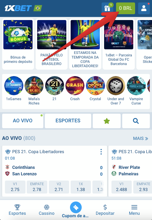 Abra a página de pagamentos