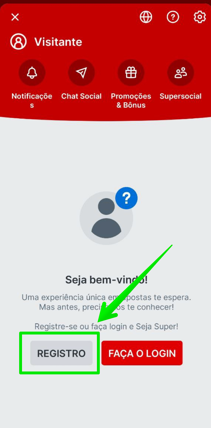 Registro na Superbet