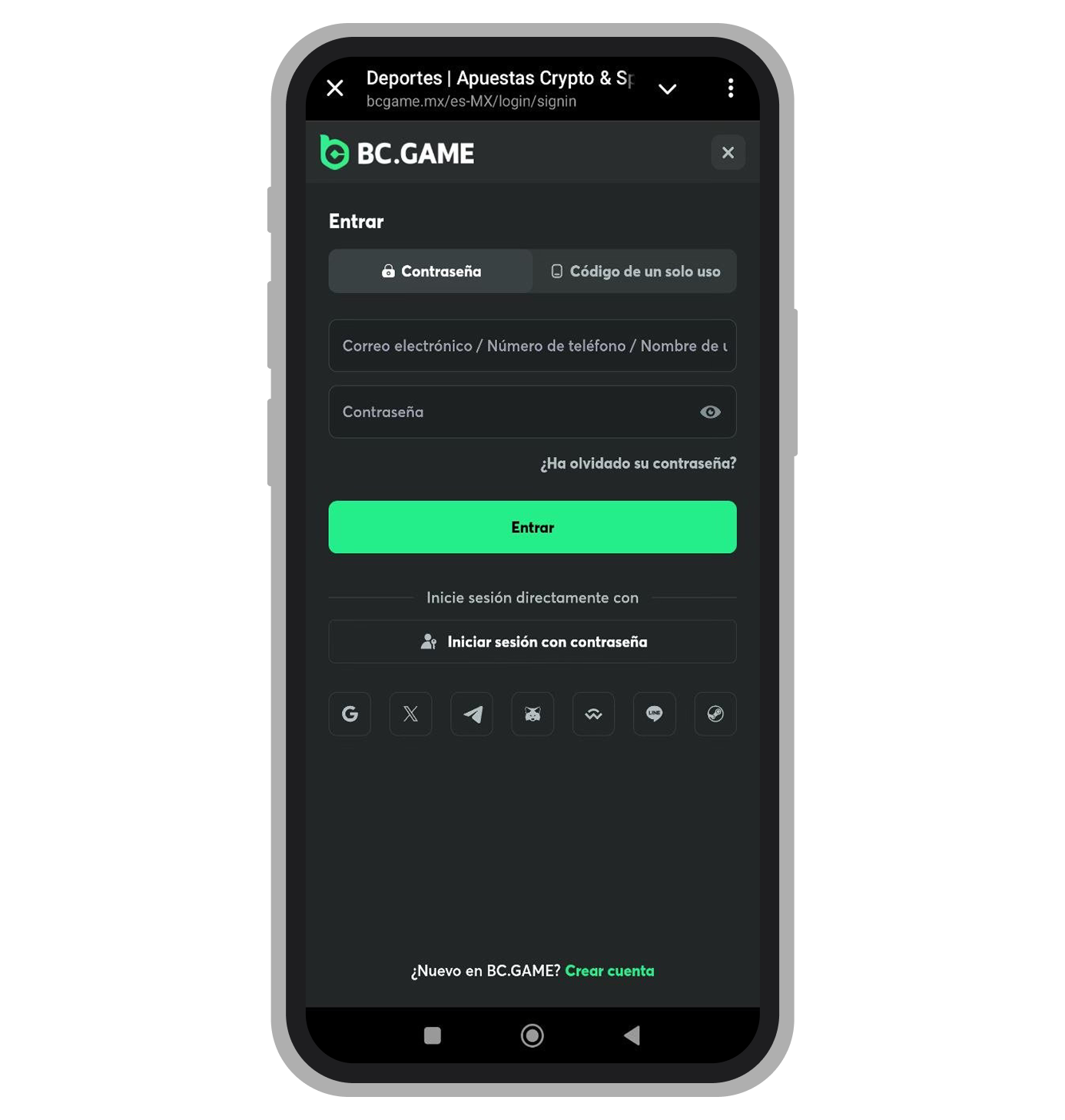 Iniciar sesión. BC.Game