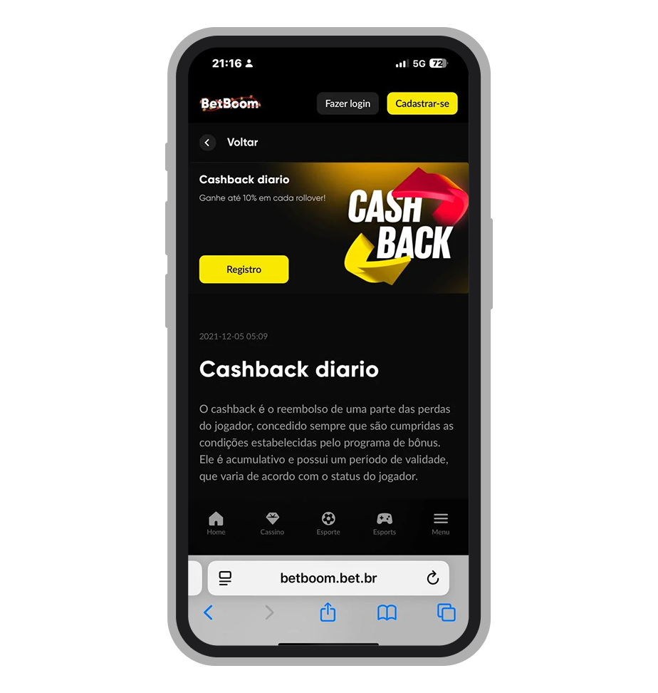 Cashback da BetBoom é uma das melhores ofertas deste tipo no Brasil atualmente 