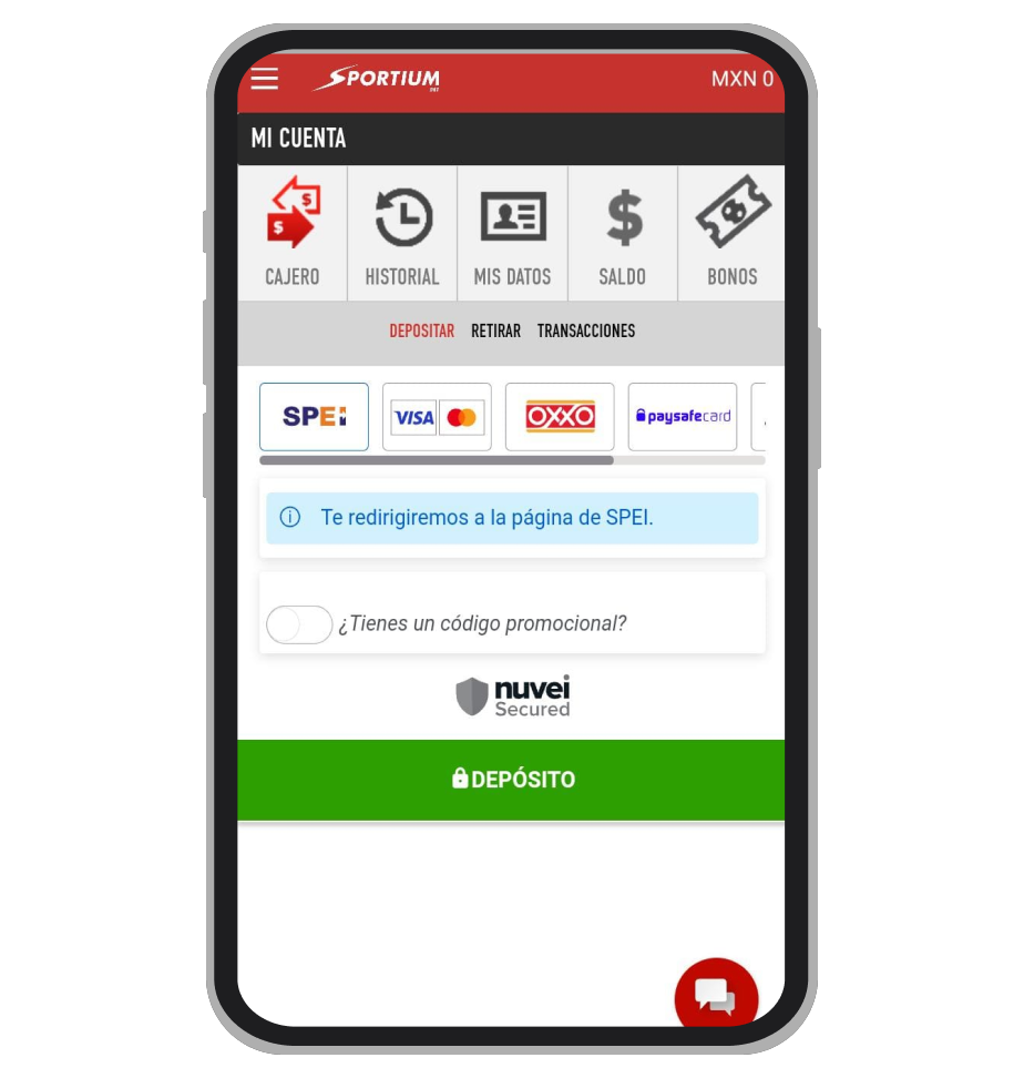 Métodos de depósito Sportiumbet