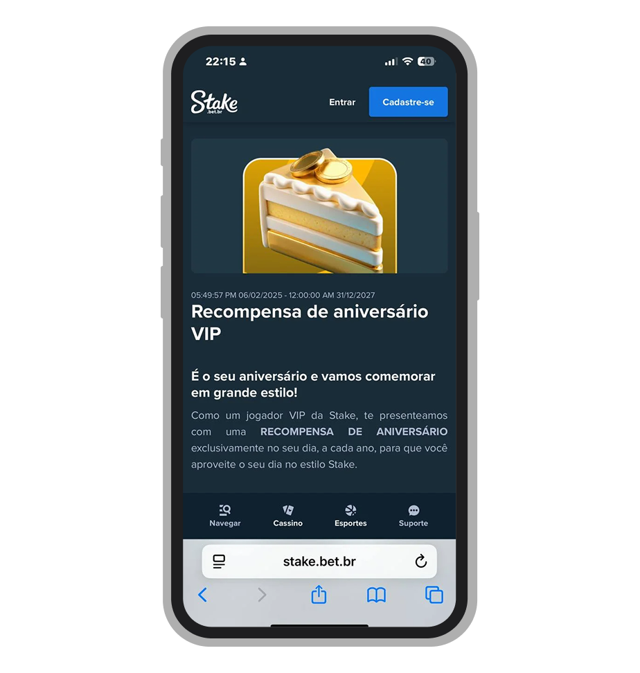 Recompensa de aniversário VIP da Stake