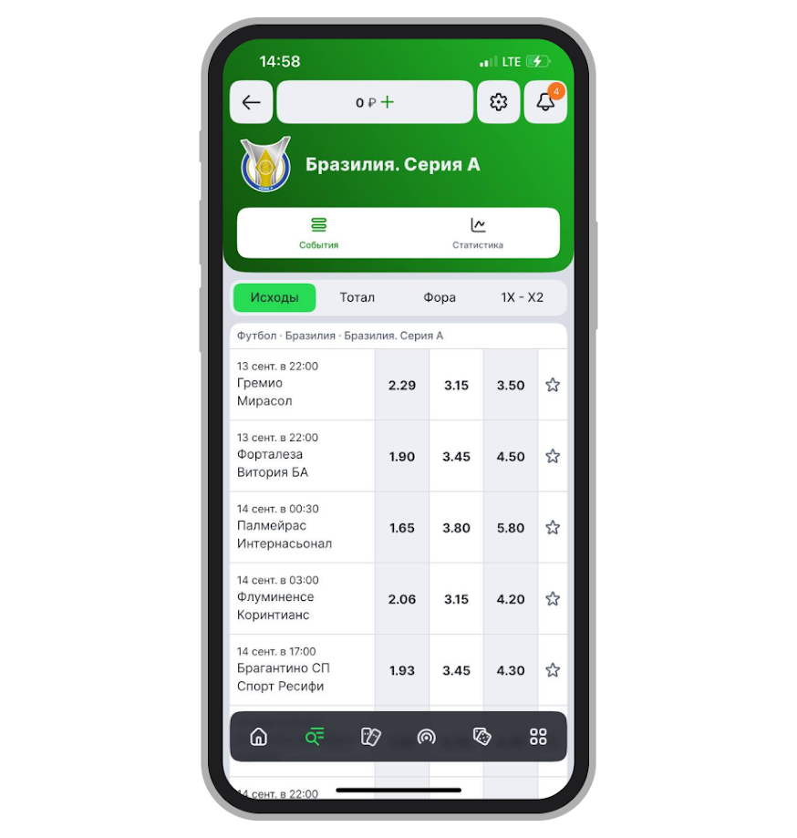 Линия на Бразилию в «Лиге Ставок»