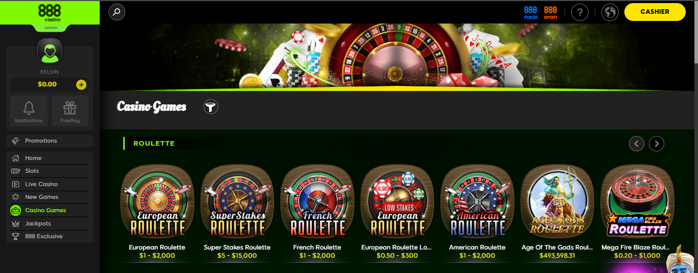 Roulette at 888casino