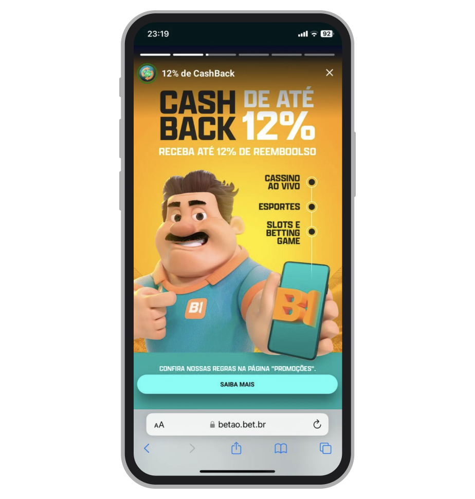Cashback no cassino online Betão