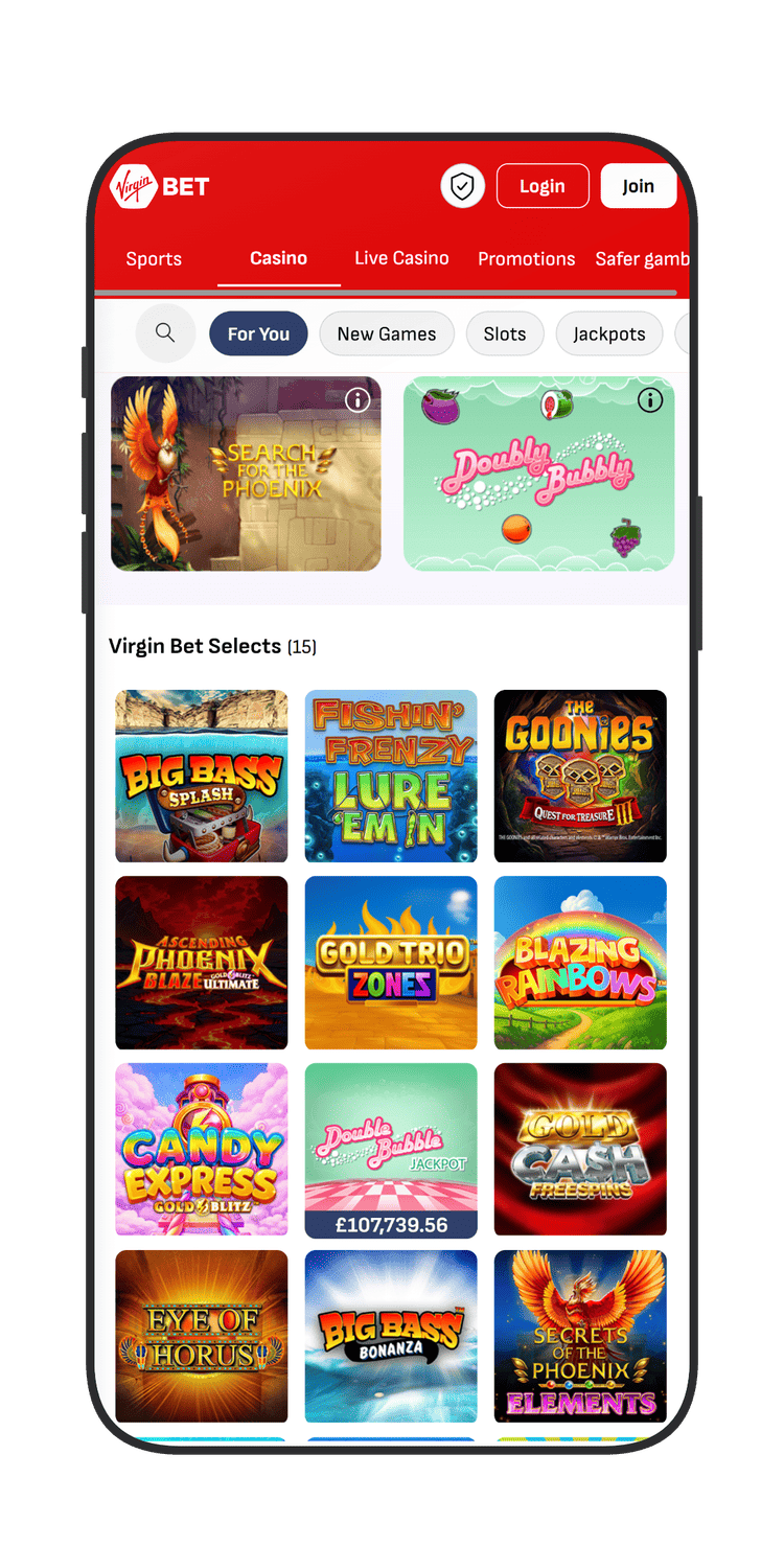 VirginBet Casino Homepage