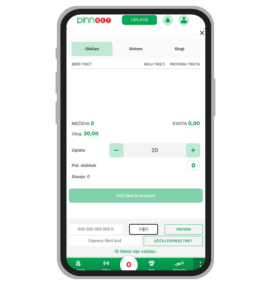 Pinn Bet status tiketa