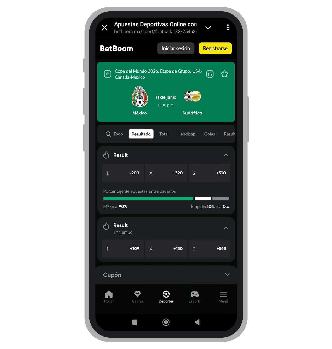 Resultado del partido. Betboom