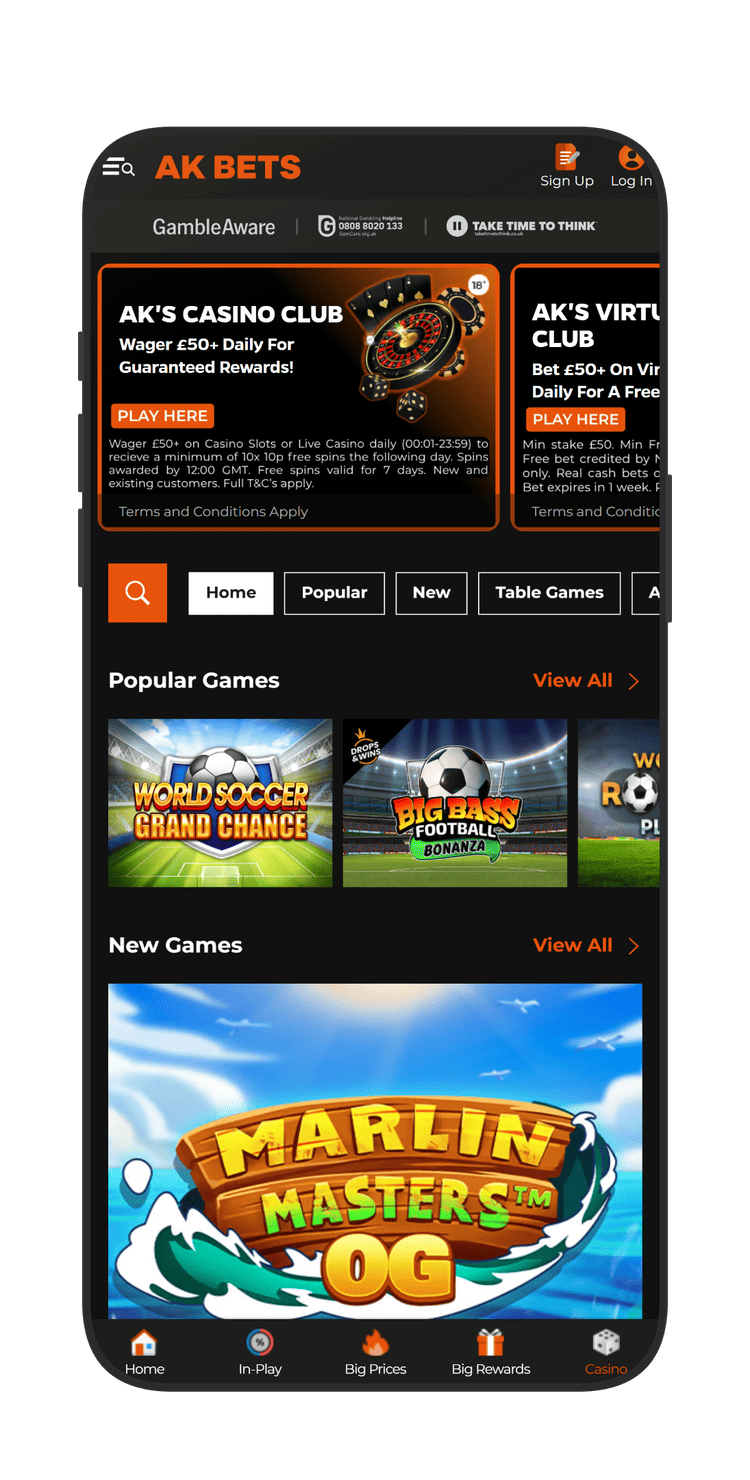 AK Bets Casino Homepage