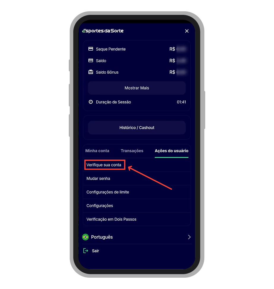 Ao fazer seu primeiro login no app faça a verificação da conta 