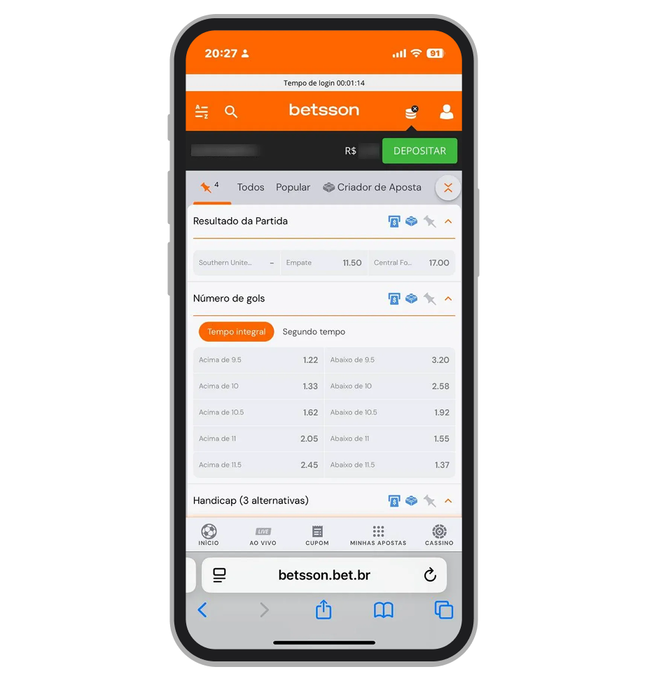 No site e app da Betsson você pode personalizar listas de campeonatos e eventos