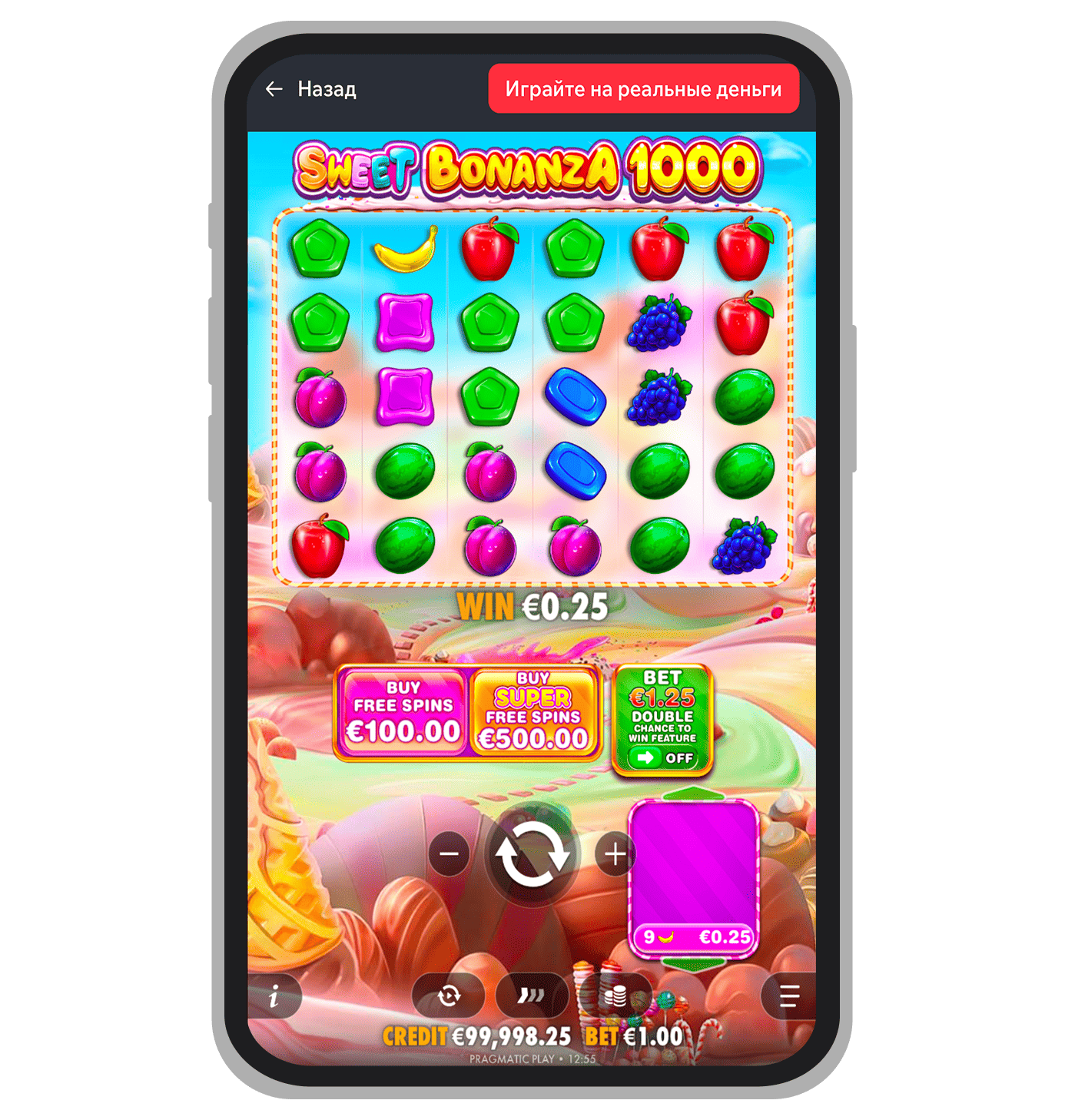Базовый режим в Sweet Bonanza 1000