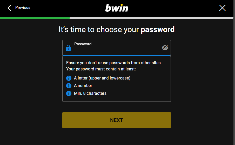 Choose a strong password
