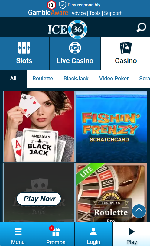 Casino Games page